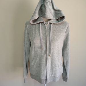 Level Eight Velour Velvet gray hooded jacket full